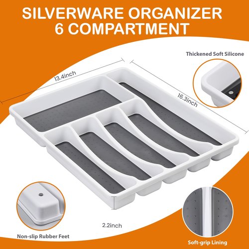 49 Piece Silverware Set with Organizer - Utensil Sets Stainless Steel Cutlery Set for 8, Mirror Finished Flatware Spoons and Forks with Steak Knives, Dishwasher Safe, Rust-proof
