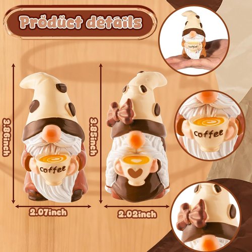 Exasinine Coffee Gnomes - Adorable Resin Figurines for Kitchen Decor | 2-Piece Set for Tiered Tray