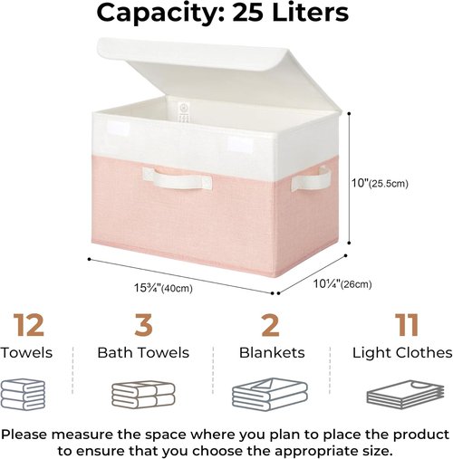 Granny Says Storage Baskets - Decorative Lidded Storage Boxes for Closet | Foldable Pink 2-Pack