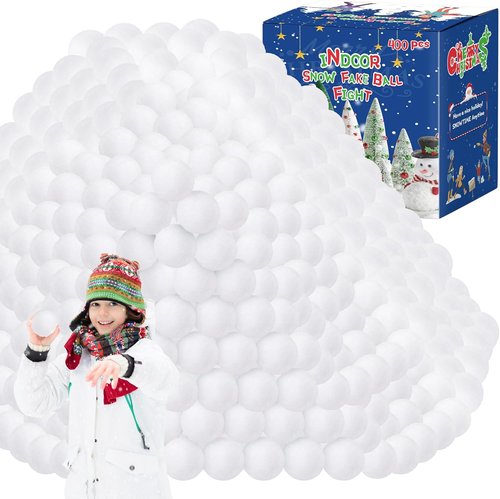 Homiar 400 Pack Plush Snow Balls - Soft Indoor & Outdoor Winter Game Toys | White Xmas Decorations