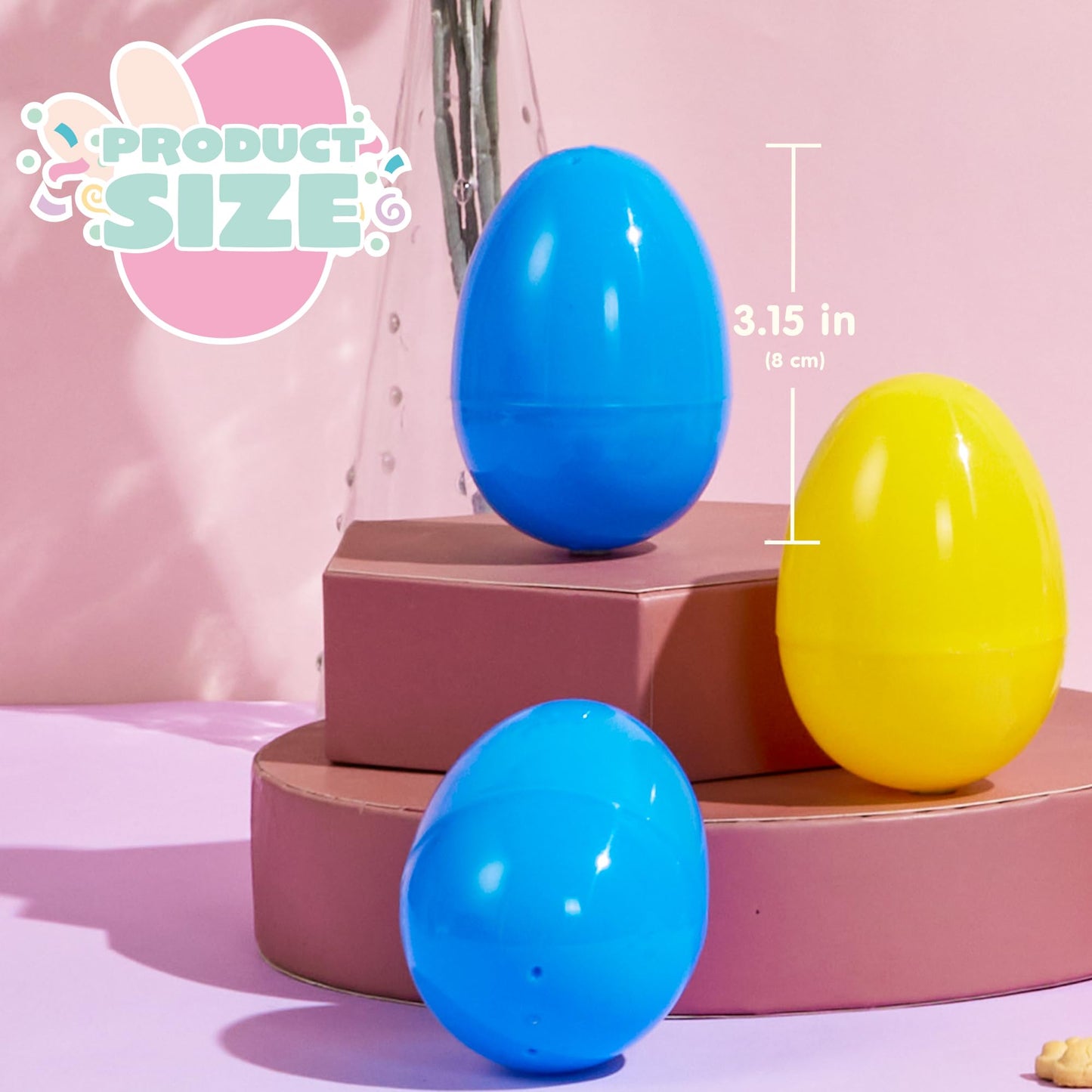 JOYIN 3.15" Easter Eggs, Fillable Plastic Eggs Empty Colorful Bright Eggshells with Hinge for Easter Hunt, Filling Treats, Party Favor, Basket Stuffers, Classroom Prize Supplies, 1000PCS
