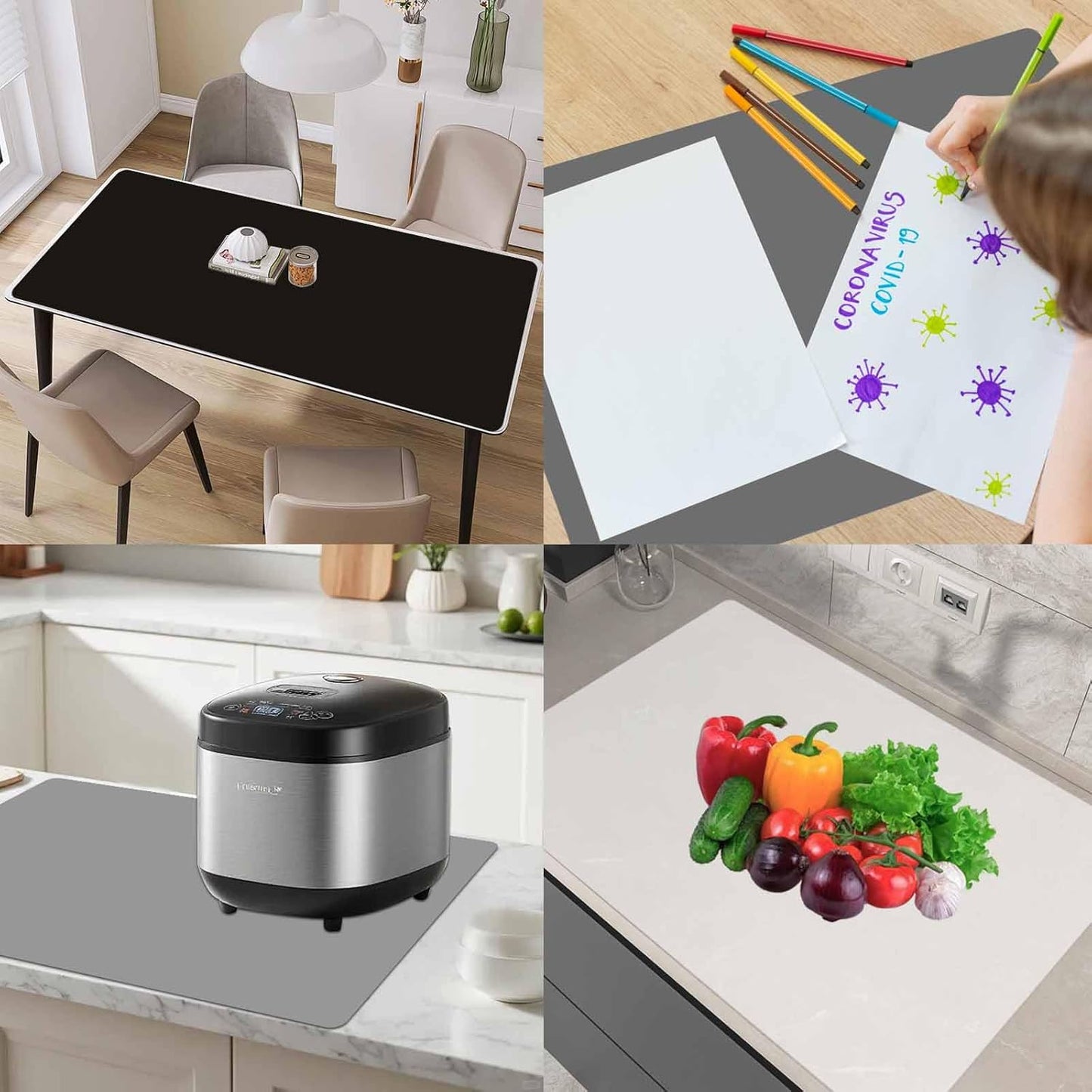 Skiennix Large Silicone Kitchen Counter Mat - Heat Resistant, Non-Slip, Waterproof | 120"x24" (305cmx60cm)