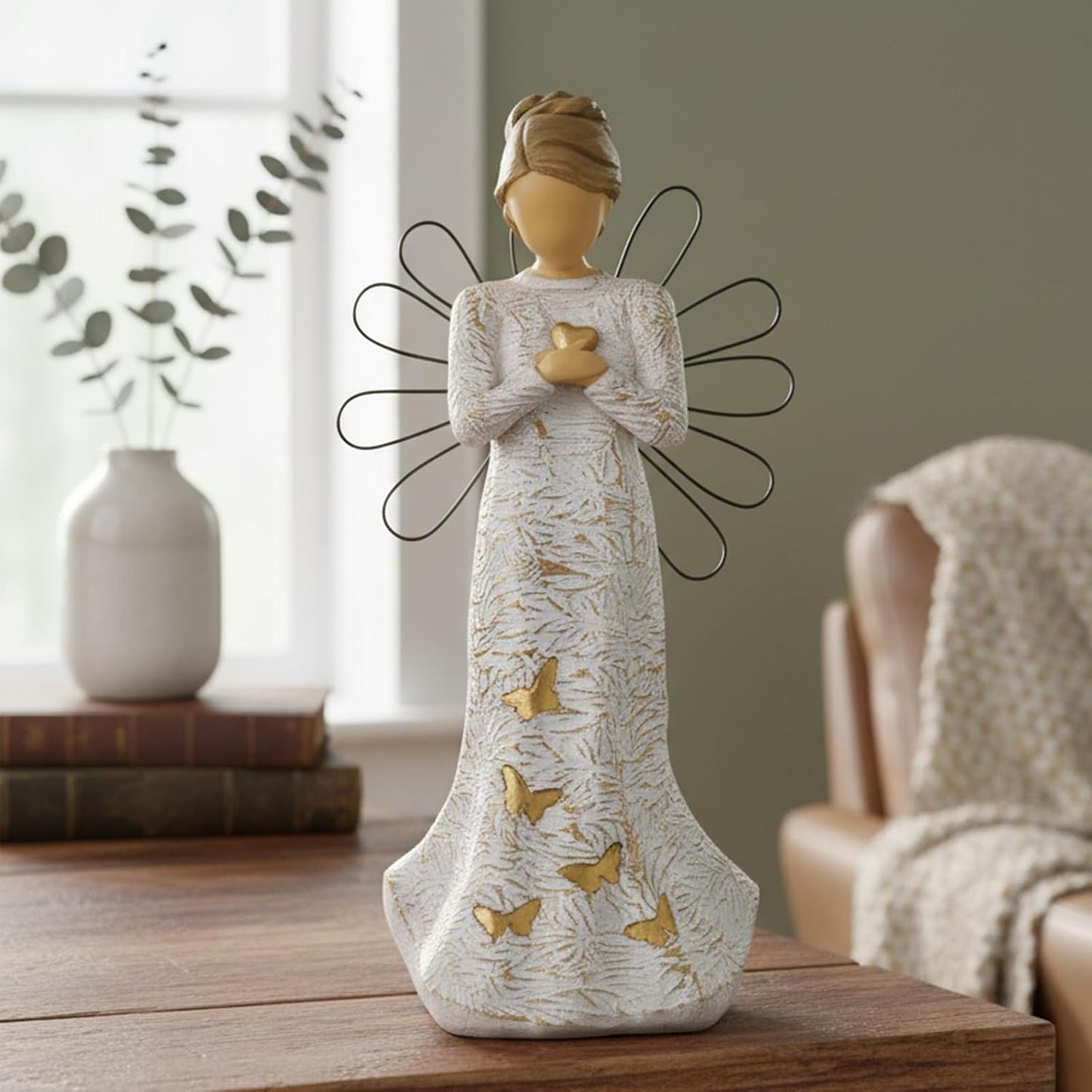 NAN ZAI NAN FANG Sympathy Angel Figurine - Hand-Painted Resin Statue for Loss of Loved Ones | Home Decor Gift