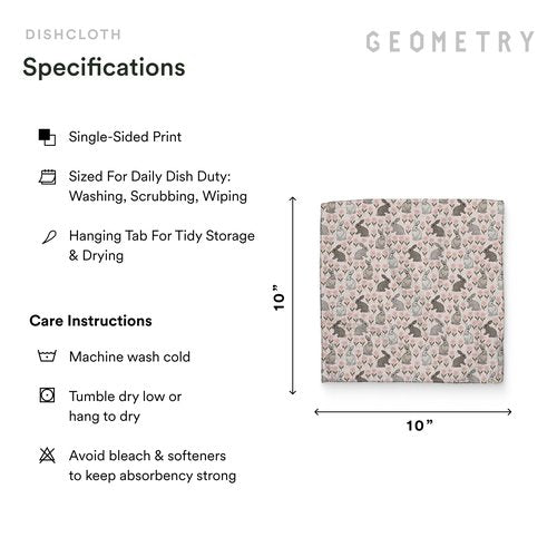 GEOMETRY Kitchen Dish Cloths - Quick Dry Dishcloths for Kitchen - Premium Dish Rags with Geoweave - (Bunny Bloom, 3-Pack Set)