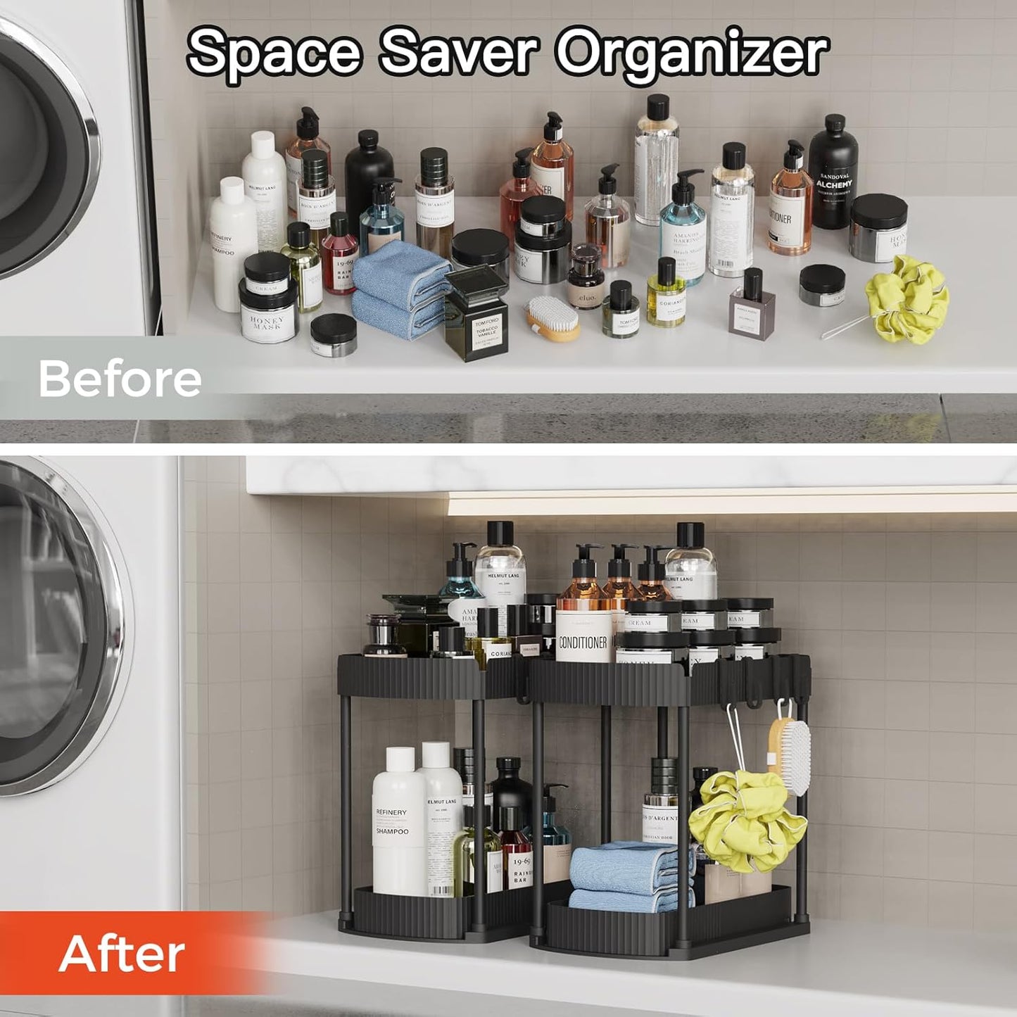 Ukeetap Multi-Purpose Pull-Out Storage Organizers - Under Sink & Cabinet Solutions | 14.8 Inch, Black