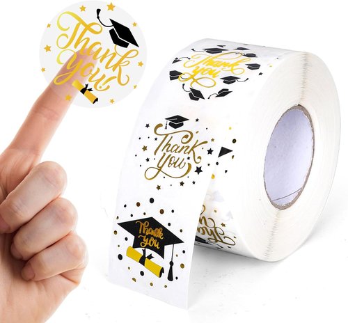 FYSUIMU Graduation Stickers - 1000Pcs Gold Foil Grad Cap Self-Adhesive Labels | 4 Stylish Designs