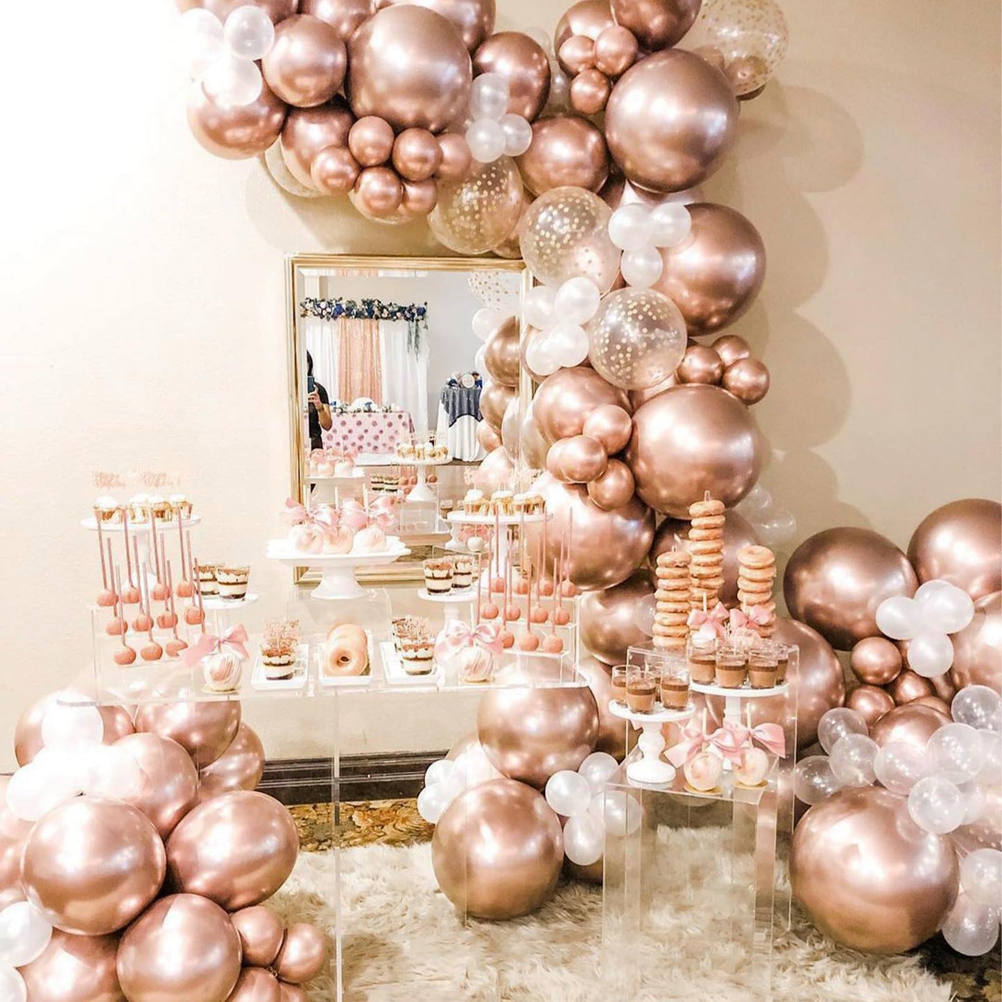PartyWoo Rose Gold Balloons 20pcs 18 Inch Metallic Chrome Rose Gold Balloons for Wedding Anniversary Sweet 16 Baby Shower Bridal Shower Bridgerton Floral Birthday Party Decorations Rose Gold-G107