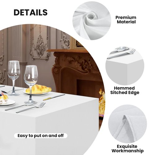 Ascoza 2 Pack Fitted Tablecloth for 6 Foot Rectangle Tables 72 x 30 Inch White Table Covers Water Resistant Polyester Table Cloth for Wedding, Parties,Display, Trade Show (White)