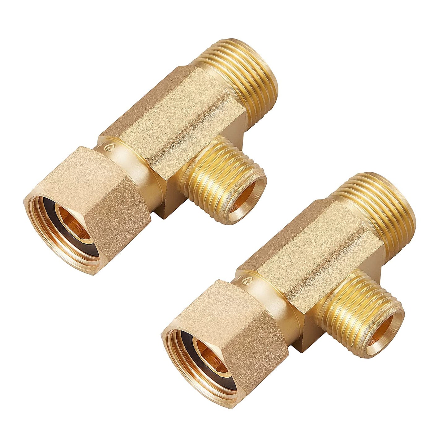 Litorange Brass Angle Stop Add-A-Tee Valve - 3/8" Compression Inlet by 3/8" & 1/4" OD Compression Outlets