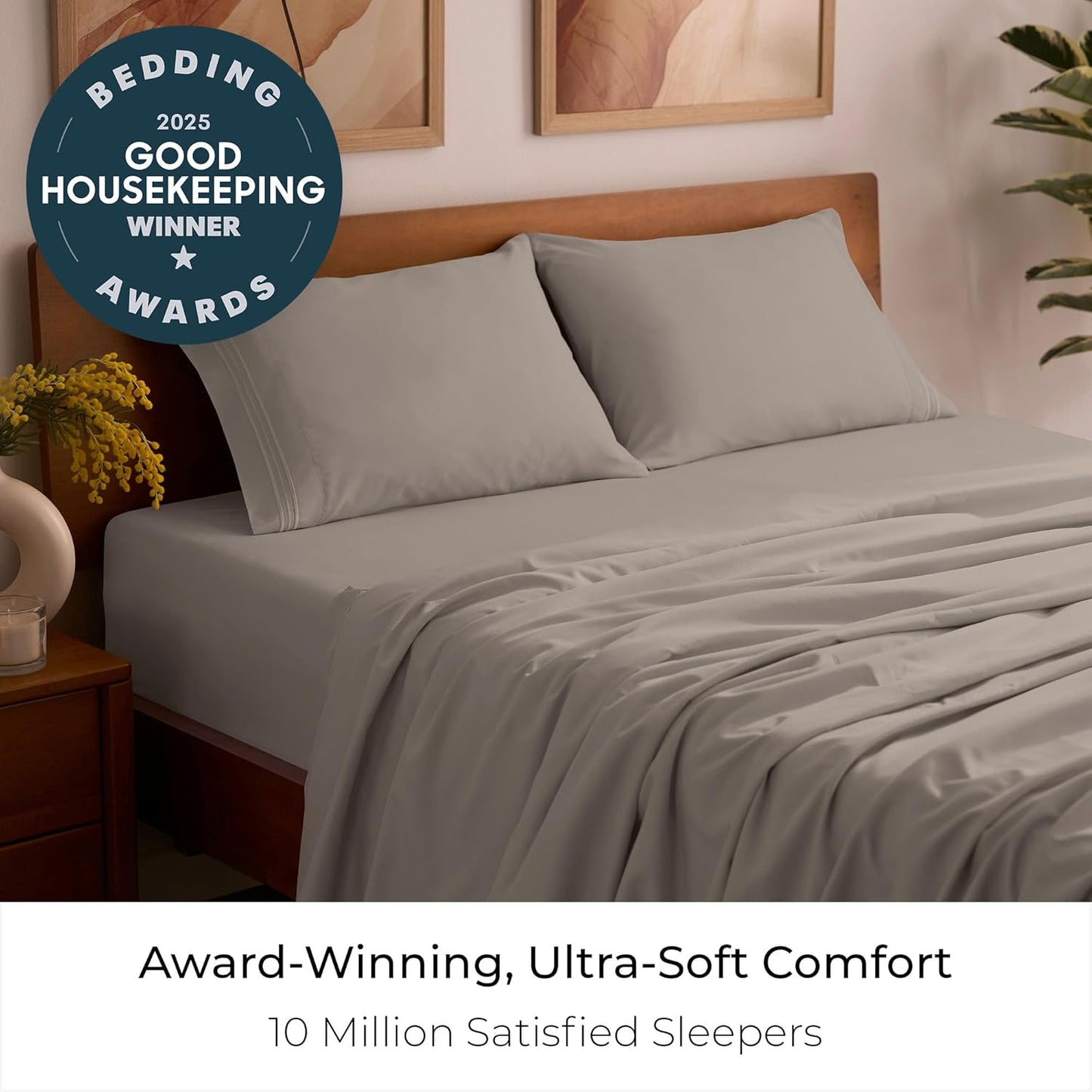 Mellanni Full Sheets Set - 4 PC Hotel Luxury Bedding | Extra Soft, Cooling, Wrinkle-Resistant (Full, Tan)