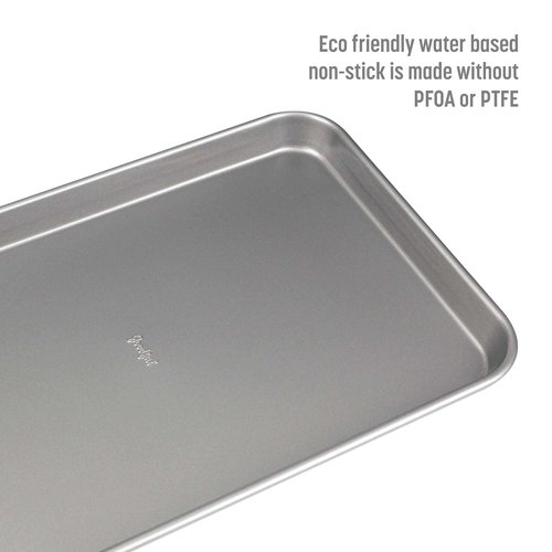 Goodful Nonstick Cookie Baking Sheet Set, Heavy Duty Carbon Steel with Quick Release Coating, Made without PFOA, Dishwasher Safe, 2-Pack Bakeware Set, 17-Inch x 12-Inch and 15-Inch x 10-Inch, Gray