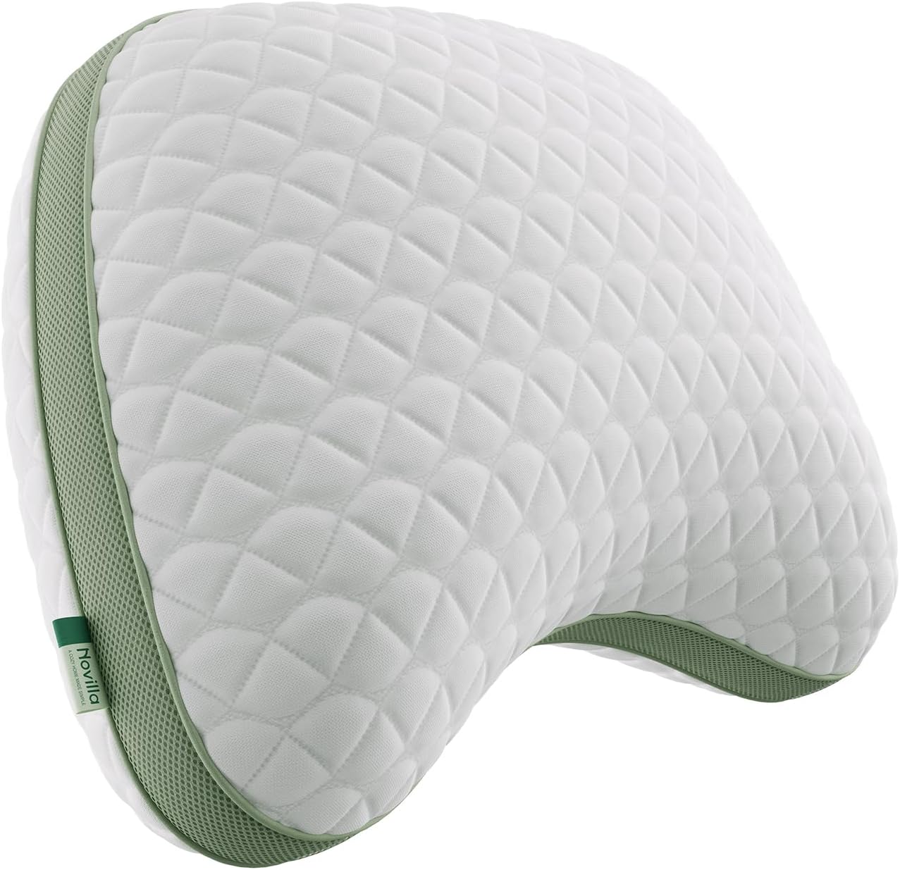 Novilla Tencel Side Sleeper Pillow - Curved Design with Adjustable Memory Foam & Silk-Like Cover | Queen Size