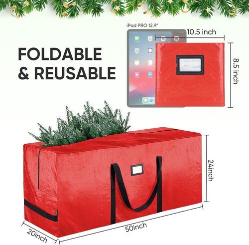 BALEINE Christmas Tree Storage Bag - Heavy Duty Extra Large for 9 ft Trees | Grey, 2-Pack with Reinforced Handles & Dual Zippers