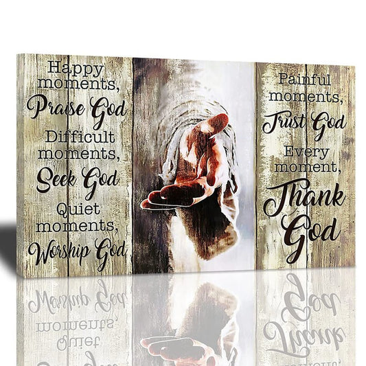 Amazing Jesus Poster Christian Religious Canvas Wall Art Every Moment Thank God Painting Christ Pictures Prints Hand of God Artwork Motivational Quotes Wall Decor Poster Framed for Bedroom Living Room