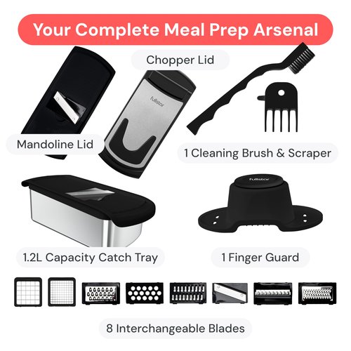 Fullstar Premium Vegetable Chopper and Mandoline Slicer - Food Chopper and Spiralizer with Container, Julienne Slicer, Fruit Slicer, Veggie Cutter, Kitchen Gadgets & Gift for Mom (14 in 1, Silver)