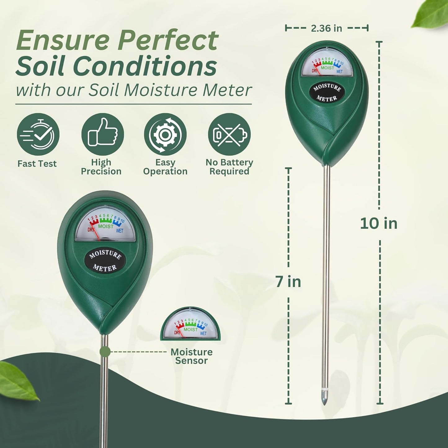 Skiennix Soil Moisture Meter - Accurate Sensors for Indoor Plants | Easy to Use, Compact Design