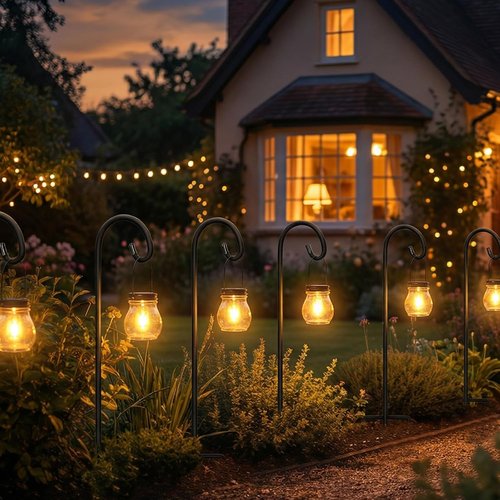 Gtongoko 48-Inch Shepherd's Hooks - Adjustable Garden Hooks for Hanging Plants & Lanterns | Matte Black, 4-Pack