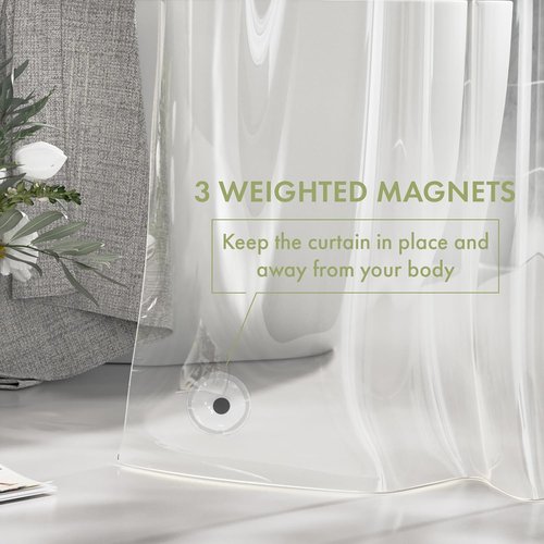 AmazerBath Waterproof Shower Curtain Liner - 72x72 Clear PEVA with 3 Magnets & 12 Grommets
