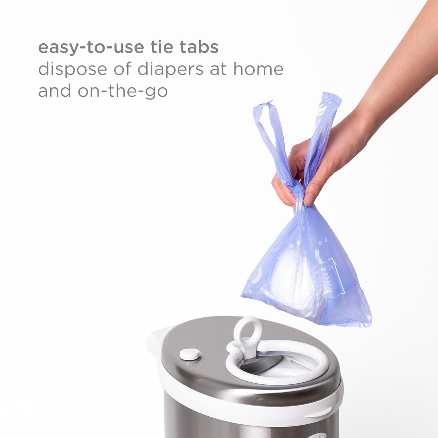 Ubbi Disposable Diaper Sacks - Lavender Scented, Easy-To-Tie Tabs | 200 Count Diaper Disposal Bags
