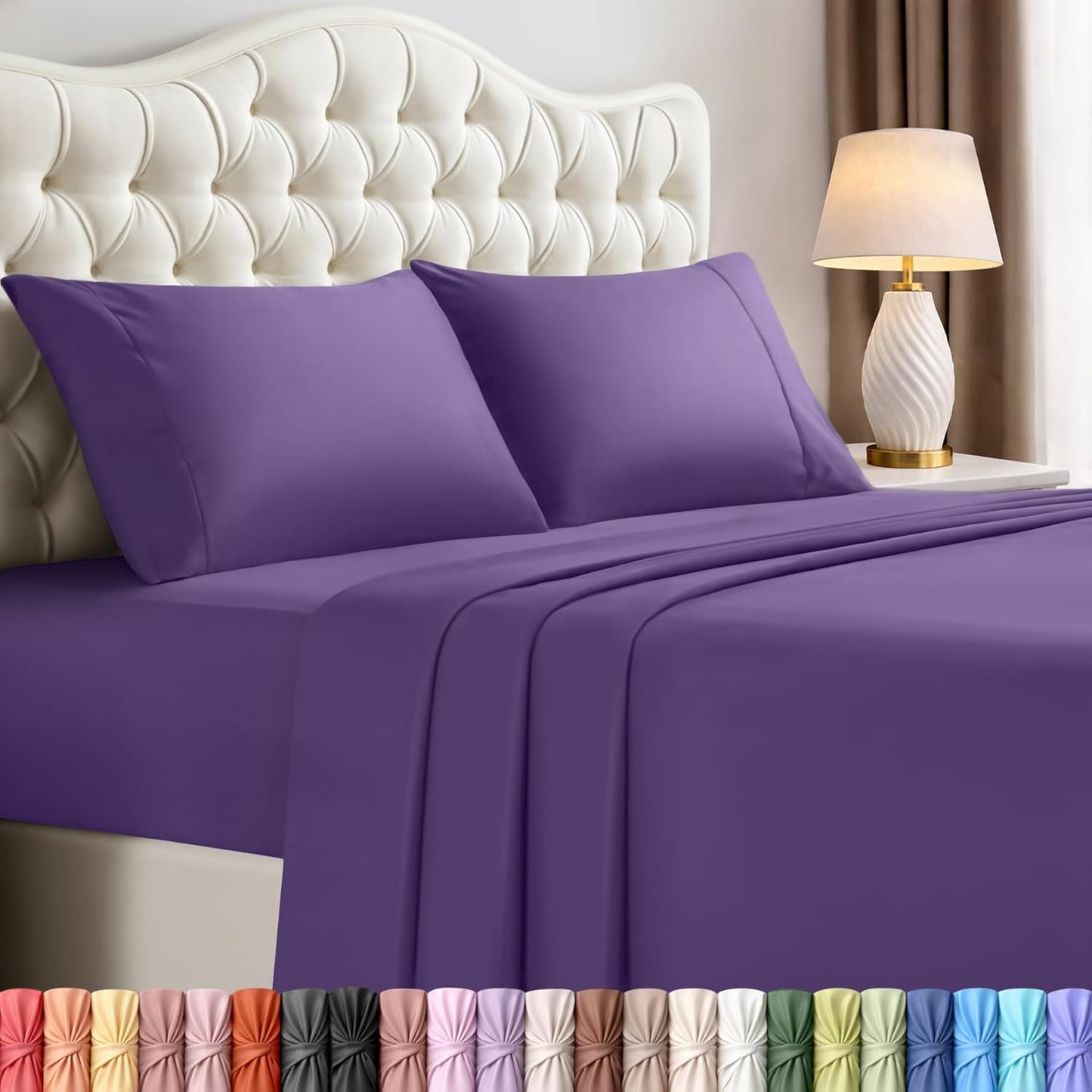 Utopia Bedding King Size Sheet Set - Soft, Breathable Microfiber, 4-Piece in Eggplant | Oeko Tex Certified