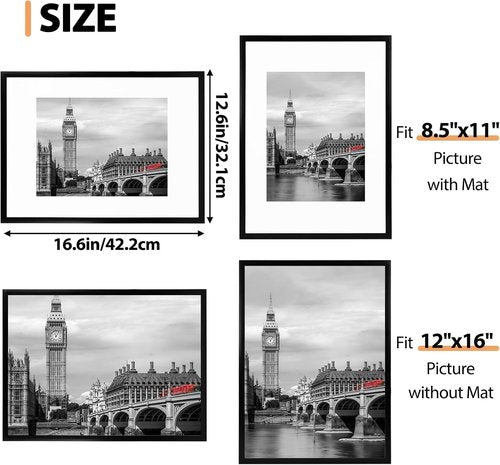 Fixwal Diamond Art Frames - Set of 6 Lightweight 12x16 Black Picture Frames with Shatter-Resistant Glass