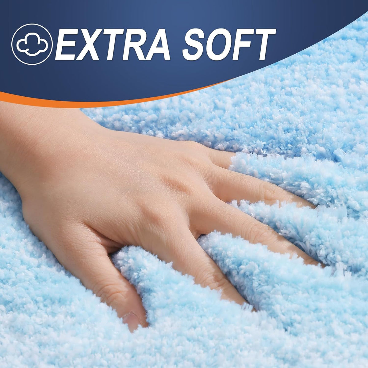 OLANLY Bathroom Runner Rug - Extra Soft Microfiber Mat | Quick Dry, Washable, 44x24, Sky Blue