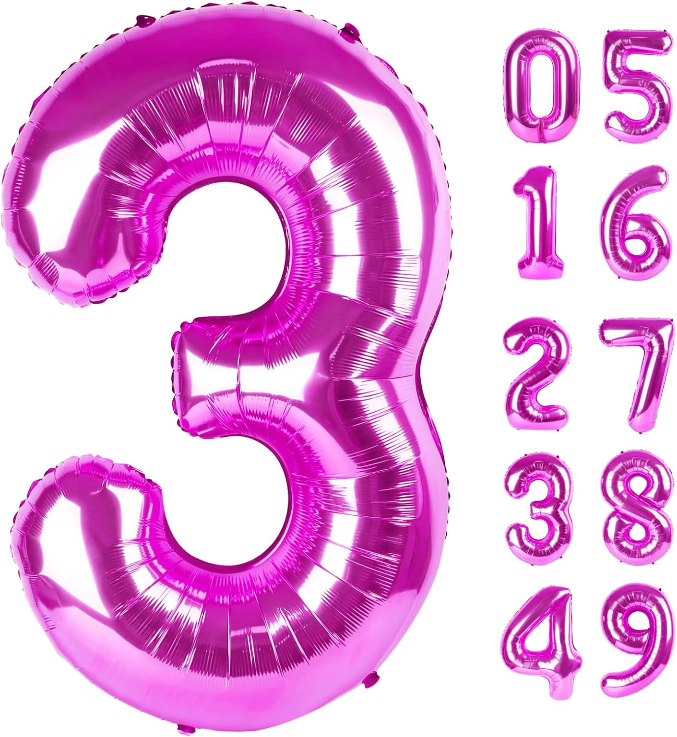 Rosy Purple Number 3 Balloon - 40 Inch Birthday Decoration for Kids & Women’s Parties