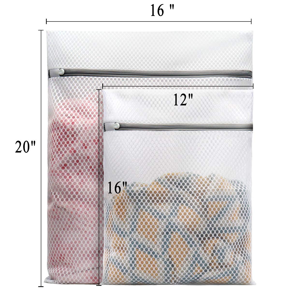 Muchfun 5Pcs Durable Honeycomb Mesh Laundry Bags for Delicates (2Large, 3Medium)