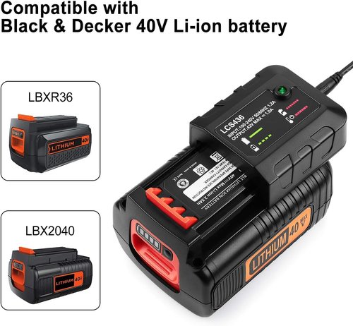 Black and Decker 40V Battery Charger - Replacement for LBXR36, LBX36, LBXR2036 | Fast Charging Solution