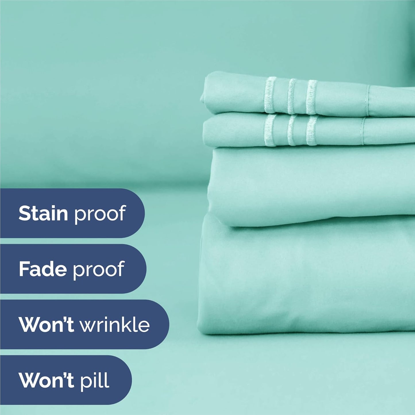 King Size 4 Piece Sheet Set - Ultra-Soft Cooling Bed Sheets | Hotel Luxury Bedding - Spa Blue