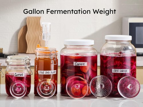 Jillmo Fermentation Weight for 3.8'' Opening Gallon Jars, Large and Heavy Glass Fermenting Weights for Making Sauerkraut, Kimchi, Carrots, 3.7inch, Pack of 2