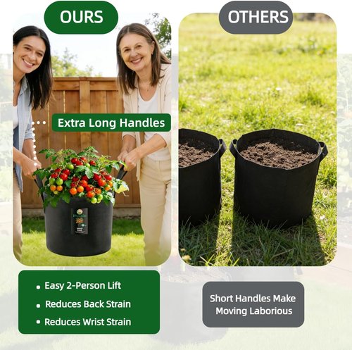 Dipuosile 5 Gallon Grow Bags - Heavy Duty 300G Nonwoven Fabric for Tomatoes, Potatoes & Vegetables