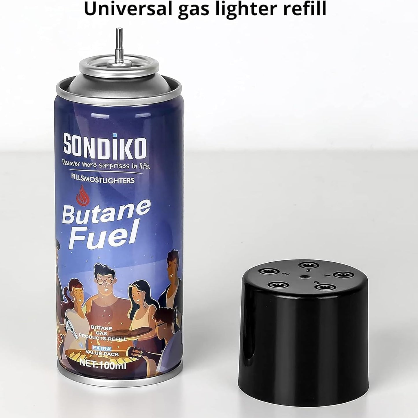 Sondiko Torch Lighter - Refillable Butane with Adjustable Jet Flame & Metal Shell | Butane Refill Kit Included