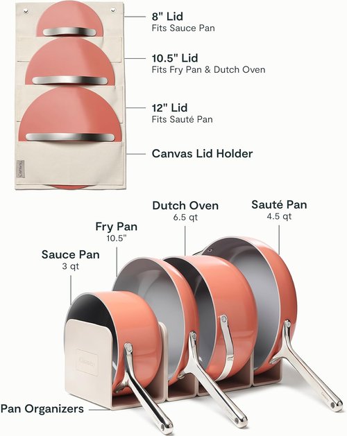 Caraway Non-Stick Ceramic Cookware Set - 12-Piece Oven Safe Pots & Pans | PFAS & PFOA Free - Perracotta
