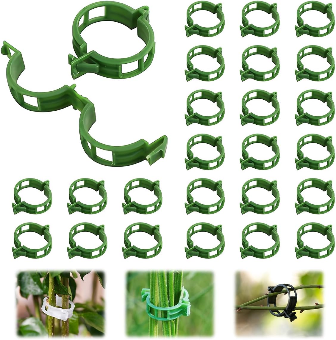 Skiennix Plant Support Clips - 100 Reusable Plastic Clips for Tomatoes & Climbing Plants | Indoor/Outdoor Use