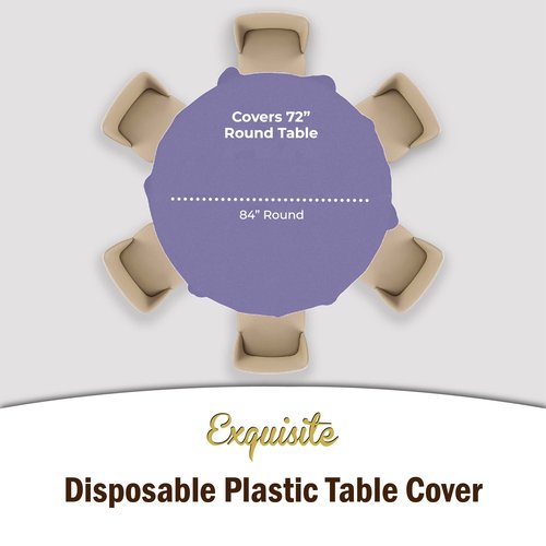 Exquisite 12-Pack Premium Plastic Tablecloth 84in. Round Table Cover - Lavender
