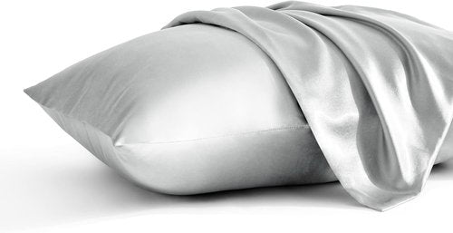 BEDSUM Silk Satin Pillowcases - Luxurious Softness for Hair & Skin | 20x26 Inches, Silver Grey - 2 Pack