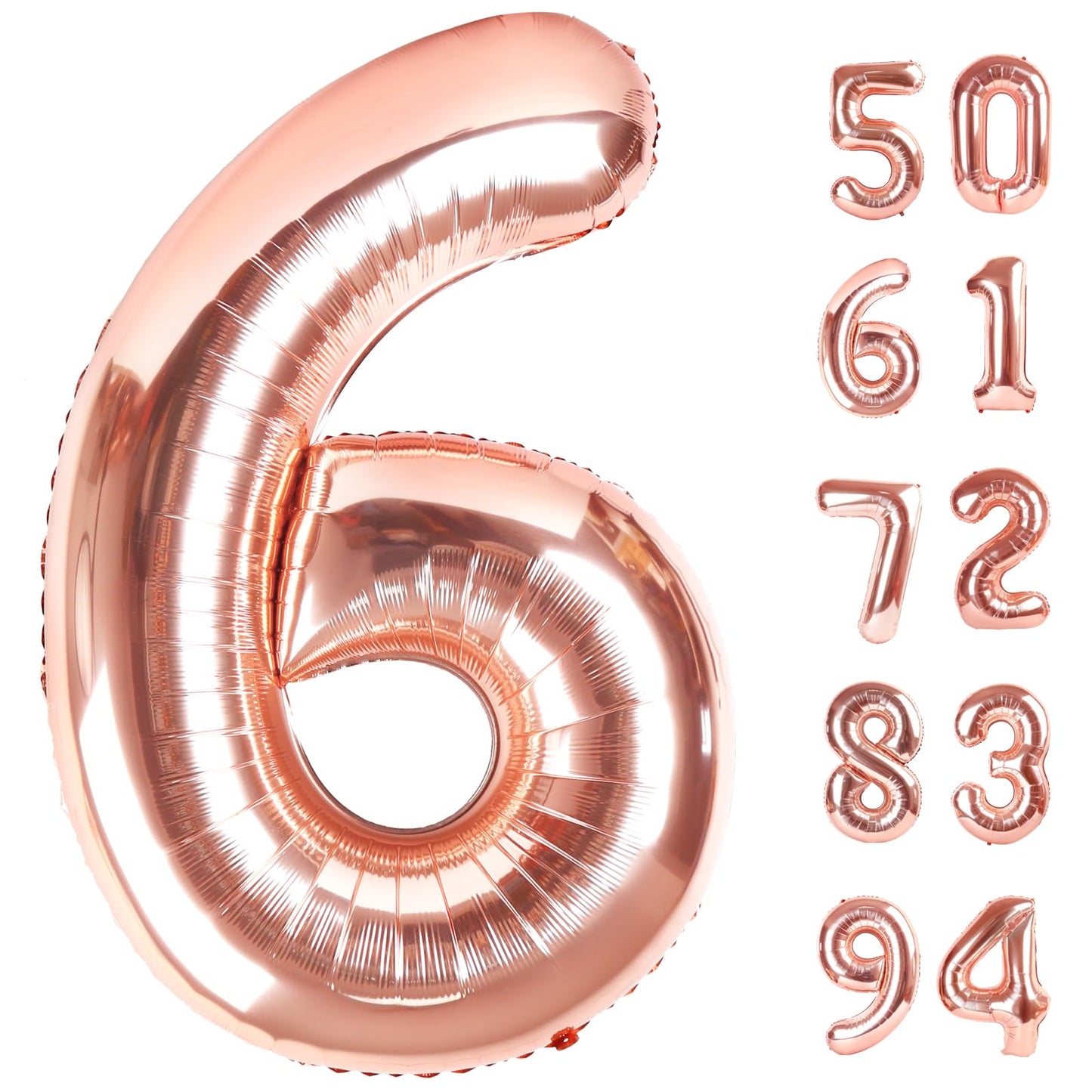 Rose Gold 6 Balloon, Number Balloons 40 Inch, 6th Balloons for Birthday Decorations, Rose Gold Party Supplies 6 Birthday Balloon, Number 6 Balloon