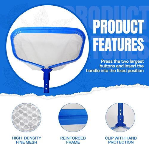 Joyhalo Pool Skimmer Net - Adjustable 2.5FT-10FT Aluminum Pole & Fine Mesh for Efficient Leaf Cleaning