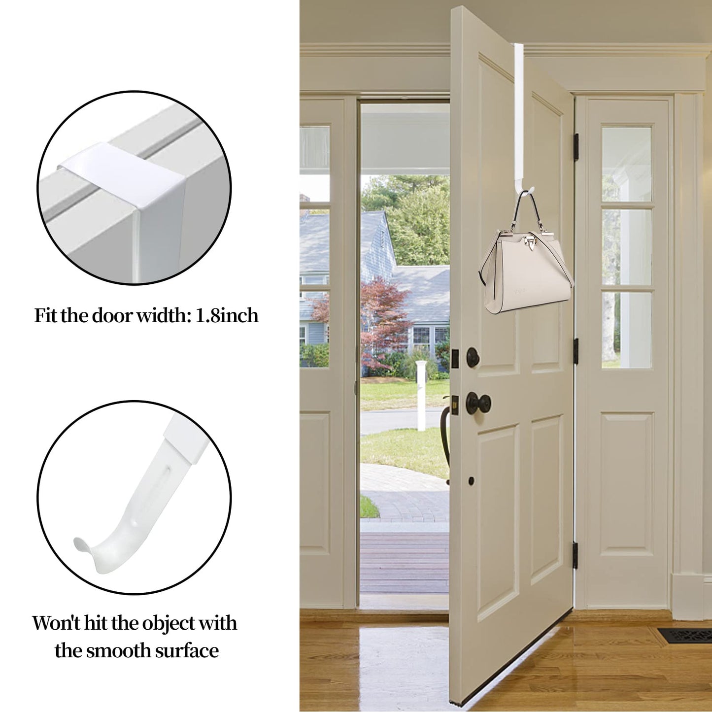 ZMCINER Wreath Hanger for Front Door, Adjustable 15-25 Inch, White Metal, Holds 20 lbs, Christmas & Fall Wreaths, Decorations Hook