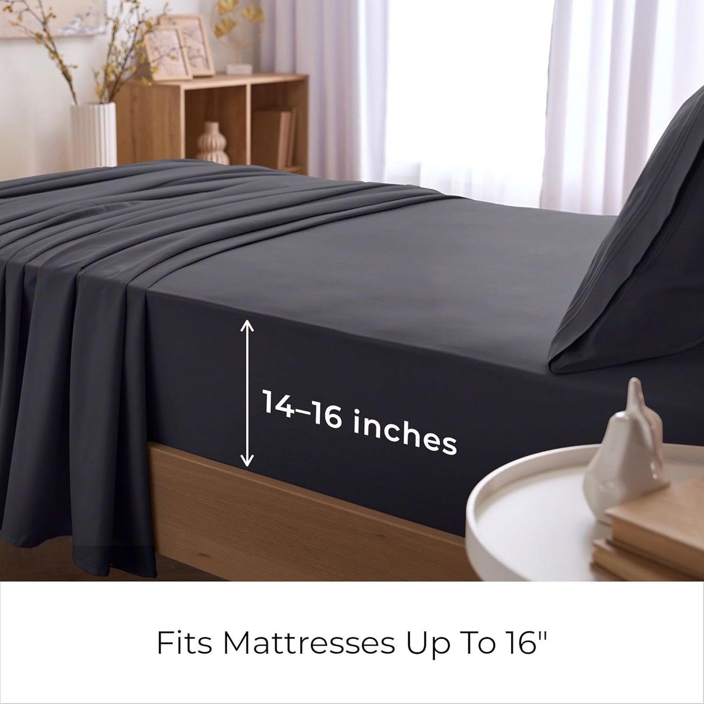 Mellanni Twin XL Sheets Set - 3 PC Hotel Luxury Bedding - Extra Soft, Cooling, Wrinkle Resistant | Charcoal
