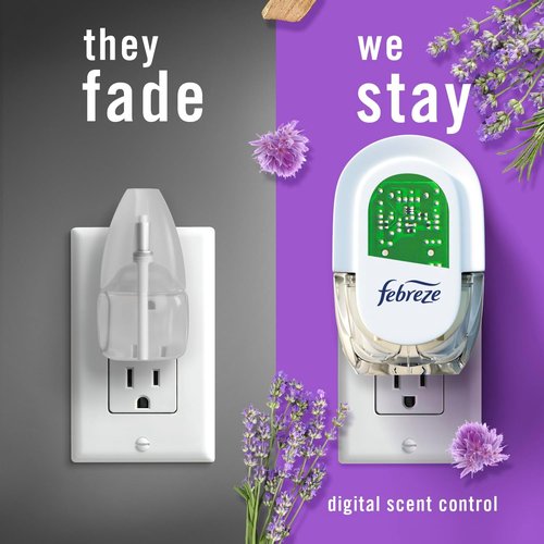 Febreze Odor-Fighting PLUG Air Freshener Refills - Downy April Fresh & Mediterranean Lavender, 4 Pack (0.87 fl. oz. Each)