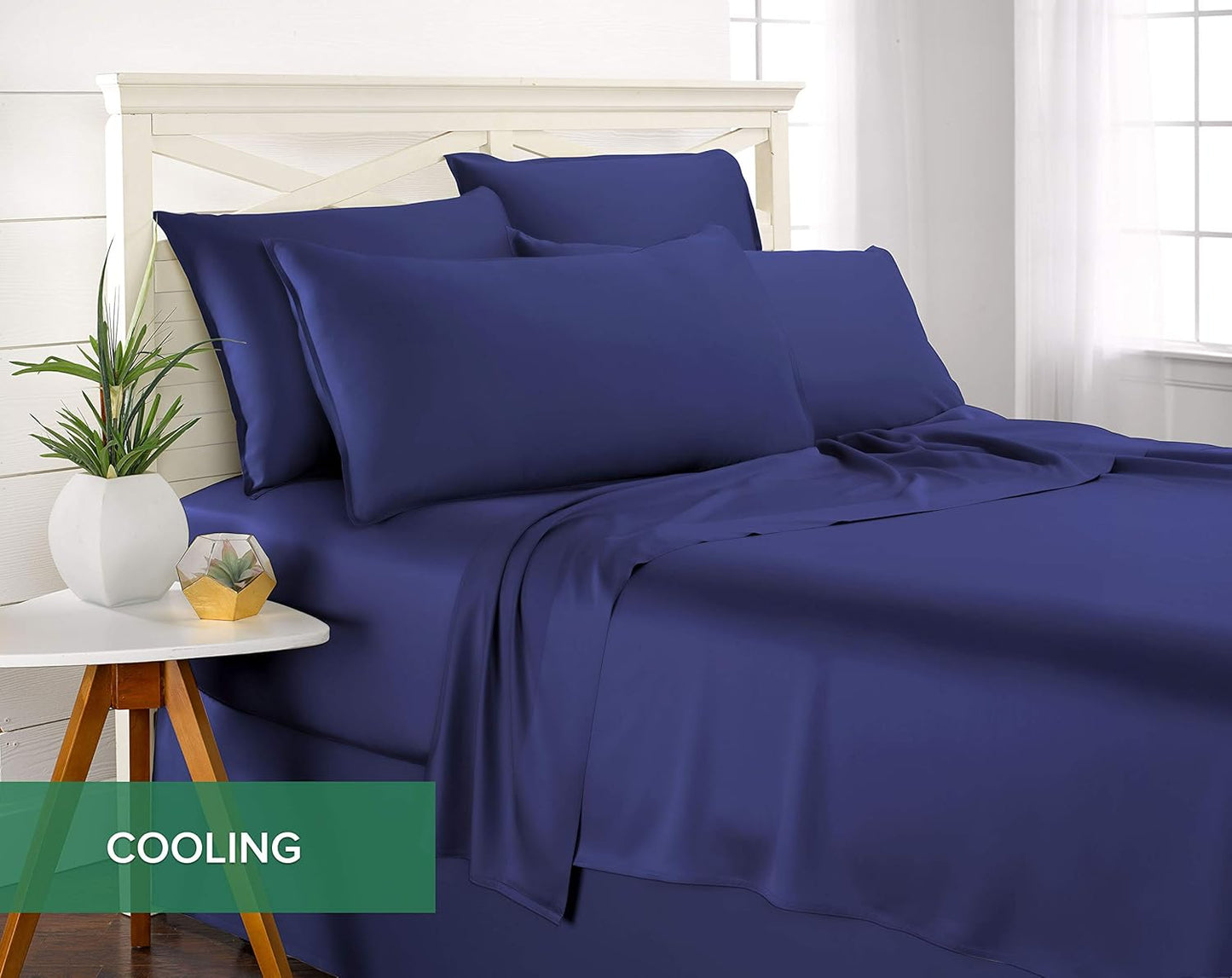 Pure Bamboo Queen Sheets - Luxuriously Soft & Cooling 100% Organic Viscose Bed Set | Cobalt Blue