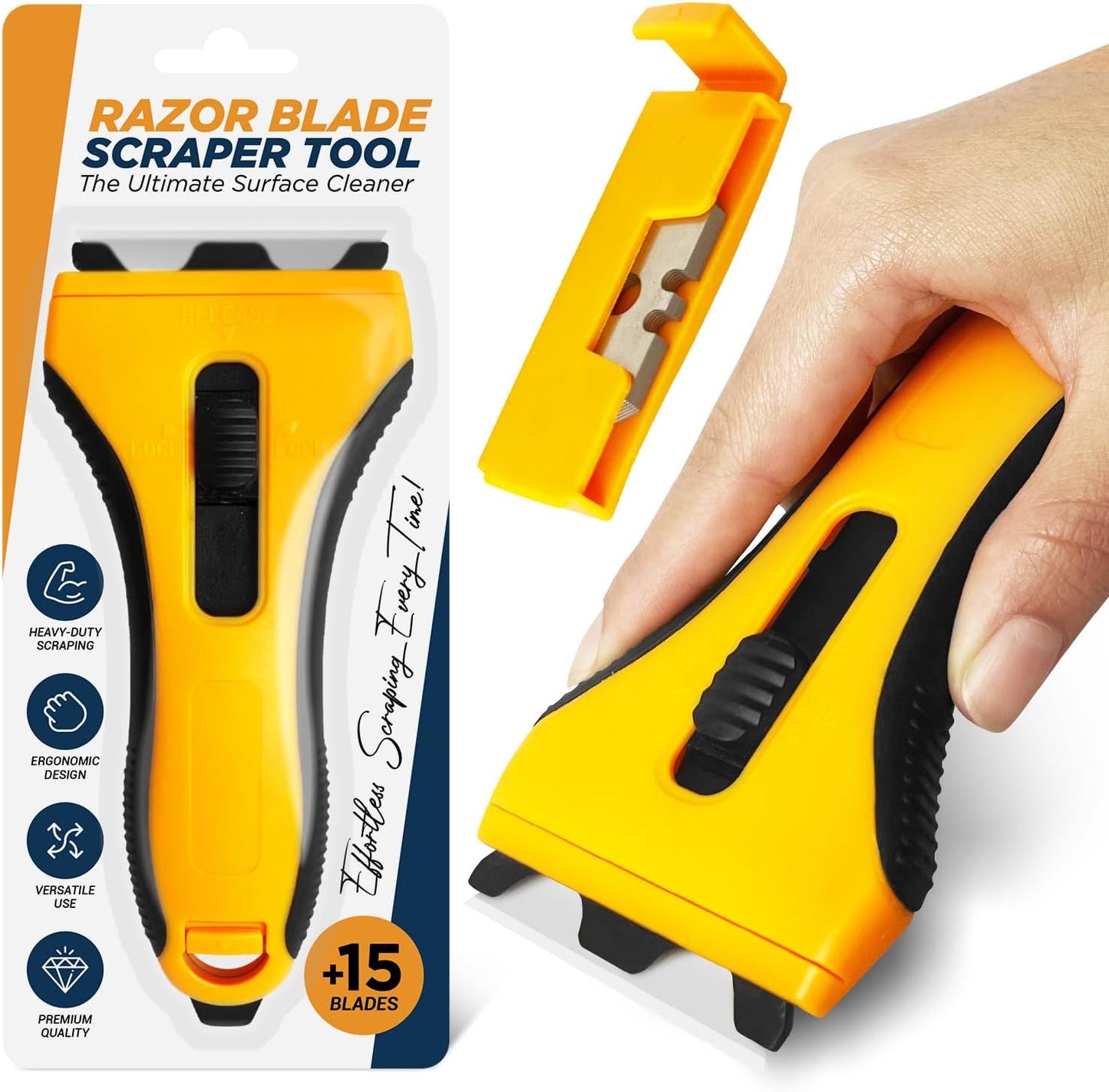 Oven Scraper Tool - Non-Scratch Glass & Hob Scraper with 15 Extra Blades | Kitchen & Window Cleaning