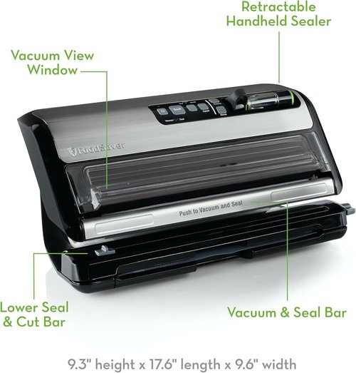 FoodSaver Vacuum Sealer Machine - Airtight Food Storage & Sous Vide with Bags & Handheld Sealer | Black