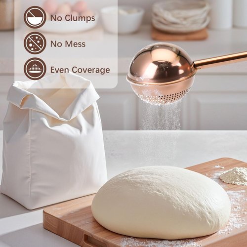 HULISEN Flour Duster - One-Handed 304 Stainless Steel Baking Shaker | Perfect for Powdered Sugar & Flour