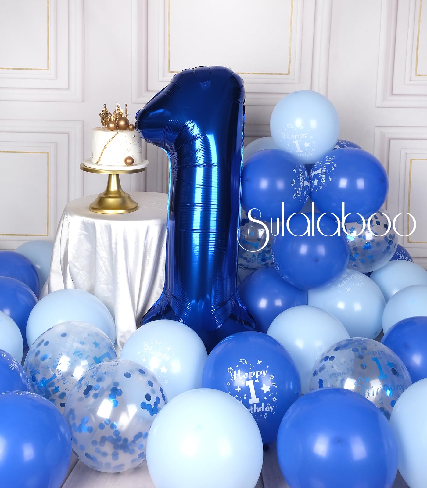 SULALABOO 40Inch Navy Blue Number 1 Balloon Large Helium Royal Blue Number Balloons 0-9 Giant Digital 1st Foil Mylar Big Party Balloon for Boy Birthday Party Anniversary Graduation Decorations