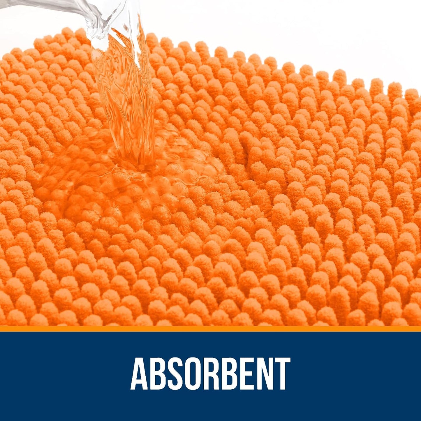 OLANLY Small Bathroom Rugs - Extra Soft Chenille Bath Mats | Quick Dry, Machine Washable, 24x16, Orange