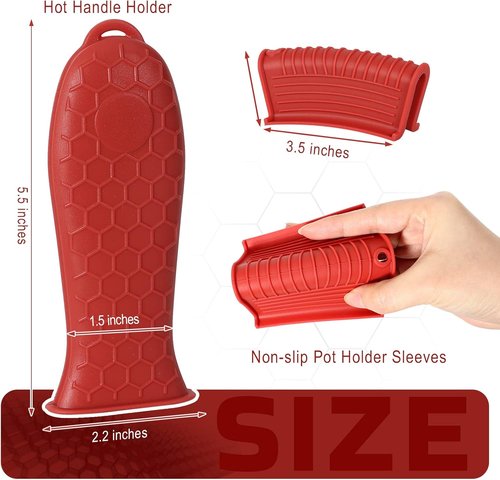 Joyhalo Silicone Pot Handle Cover - Heat Resistant 6 Pack | Cast Iron Skillet Grip in Wine Color