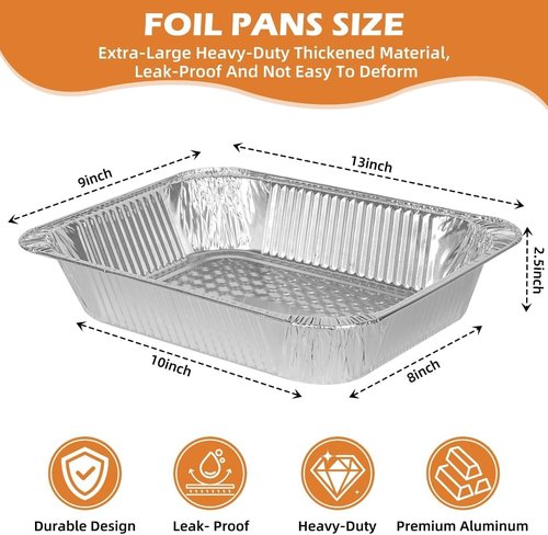 Findful Aluminum Pans | Heavy-Duty 9x13 Foil Trays for Cooking, Baking & Storing - 30 Pack, Leak-Proof & Oven-Safe